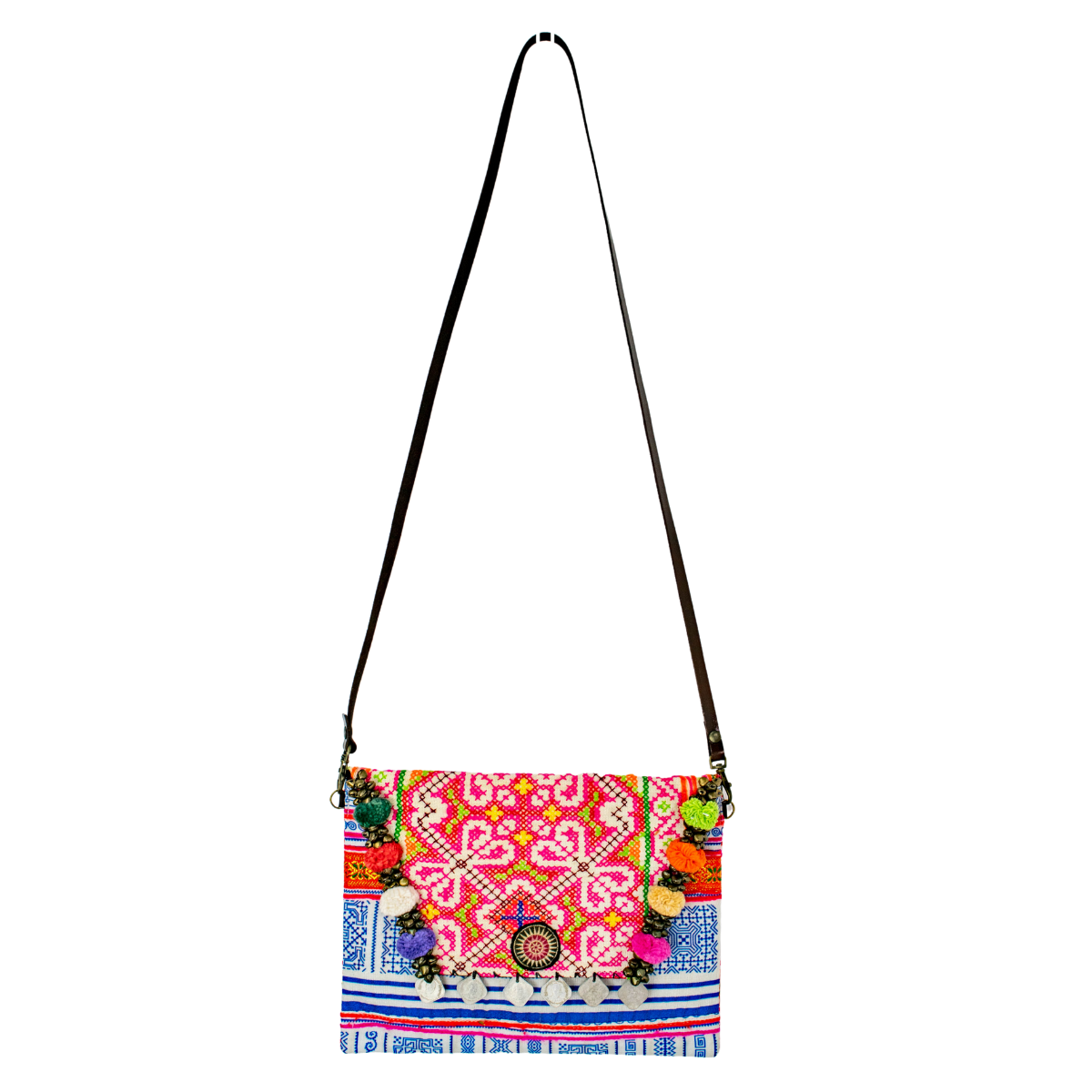 Pink Vintage Hmong Convertible Envelope Clutch | Purse - Thailand