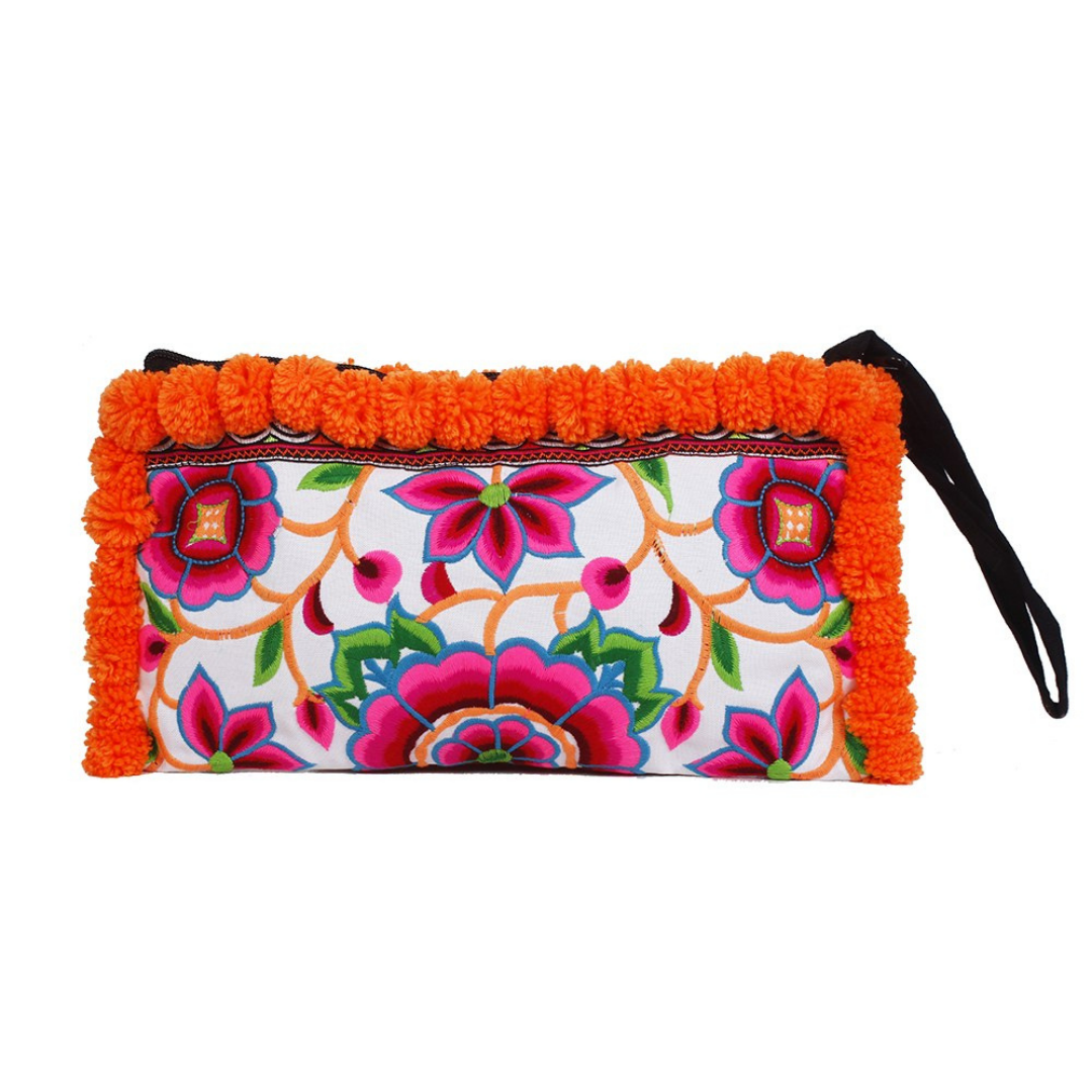 Rocio Multi-Color Pom Pom Wristlet Bag - Thailand