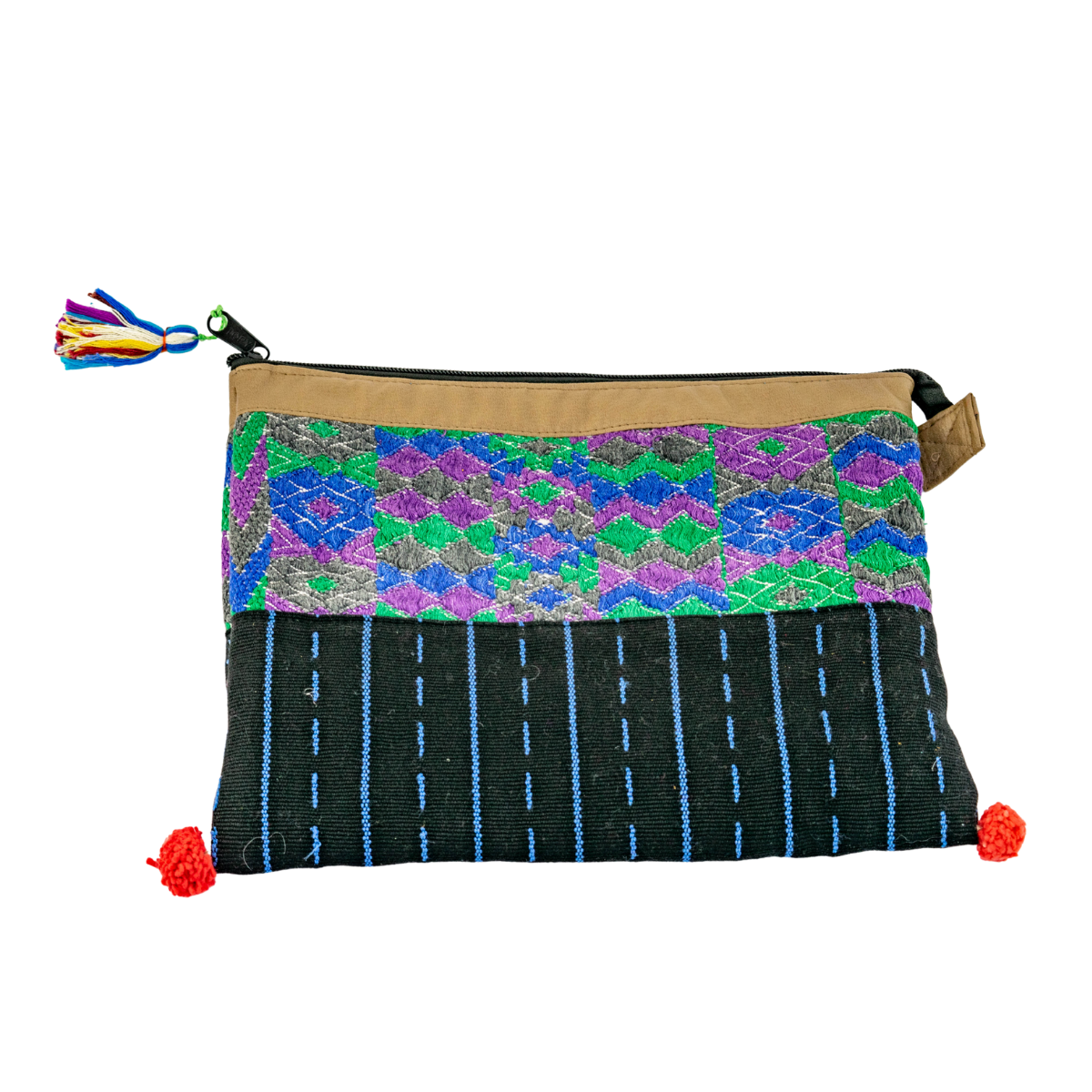 Vegan Leather Up-cycled Embroidered Textile Huipil iPad Case - Guatemala