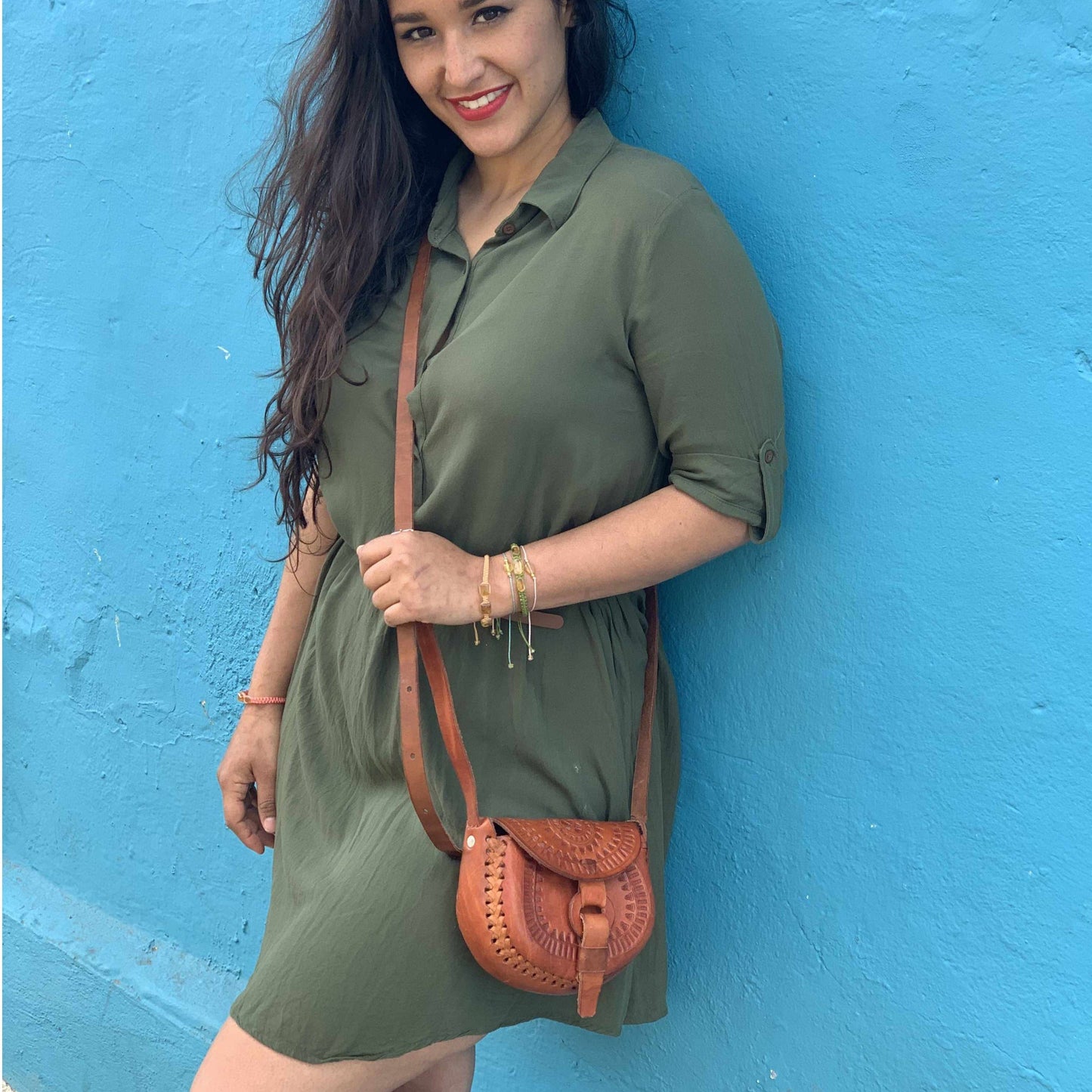 Alicia Leather Crossover Stamped Purse - Mexico