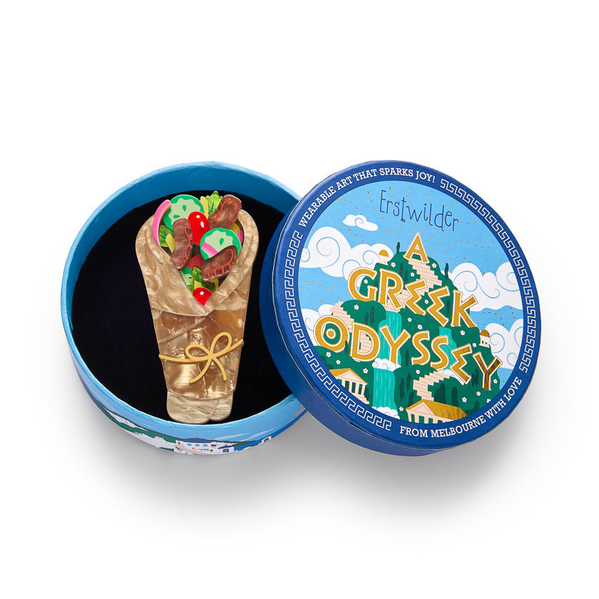 Gyros on the Go Brooch by Erstwilder