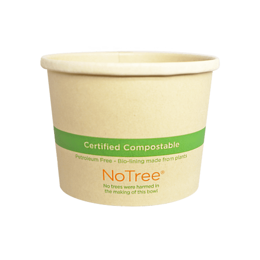 World Centric NoTree Paper Bowl 12oz Tall, Compostable (QTY 500), SKU BO-NT-12T