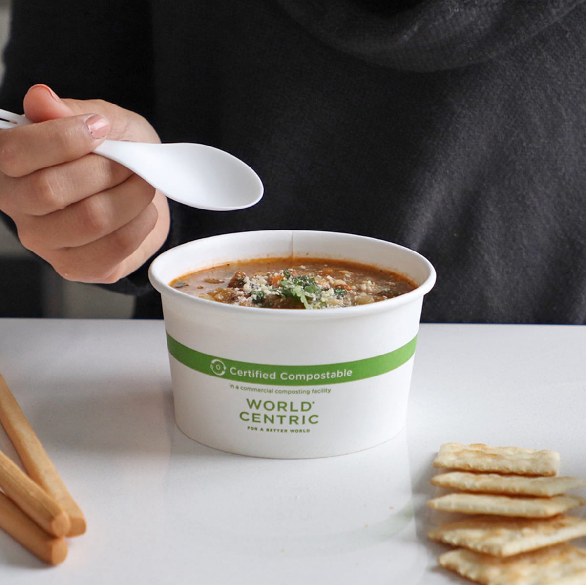 World Centric FSC Certified Compostable Paper Bowl, 12 oz, White (QTY 500), SKU BO-PA-12