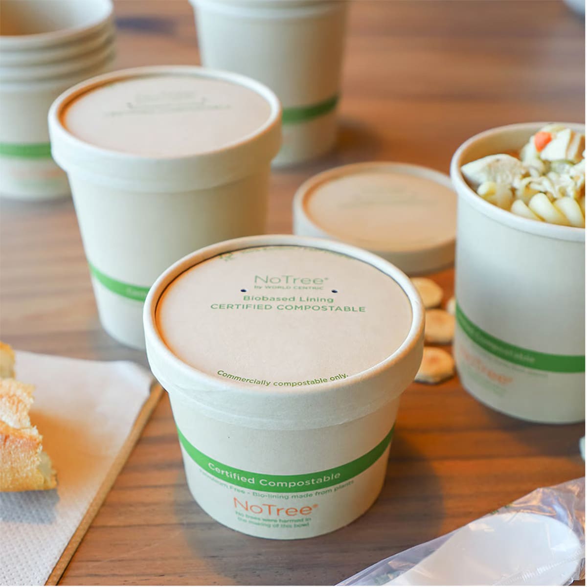 World Centric Compostable NoTree Paper Lid for 12-16 oz Tall Bowls, Natural (QTY 500), SKU BOL-NT-12T