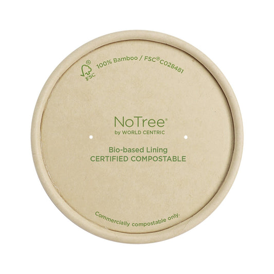 World Centric 8oz Paper Bowl Lid Kraft Bamboo Compostable (QTY 500), SKU BOL-PA-8-K