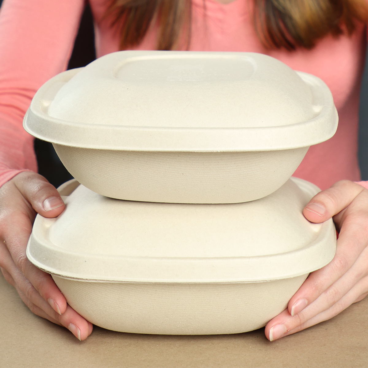 World Centric Compostable Fiber LID - 24-48 oz Fiber Square Bowls (QTY 400), SKU BQL-SC-24-LF