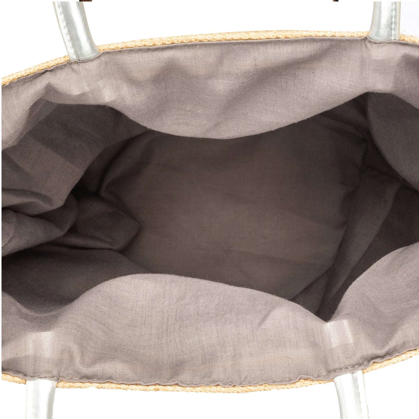 Striped Tote With Metallic Silver Leather Handles
