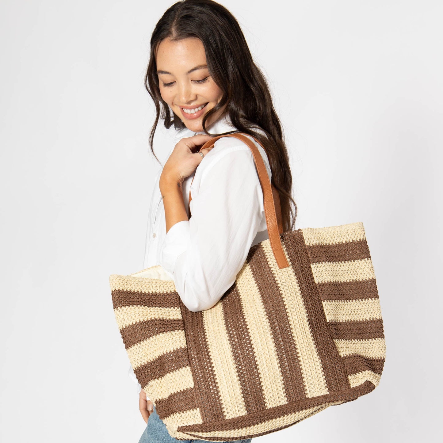 Alma - Oversized Tote with Striped Pattern