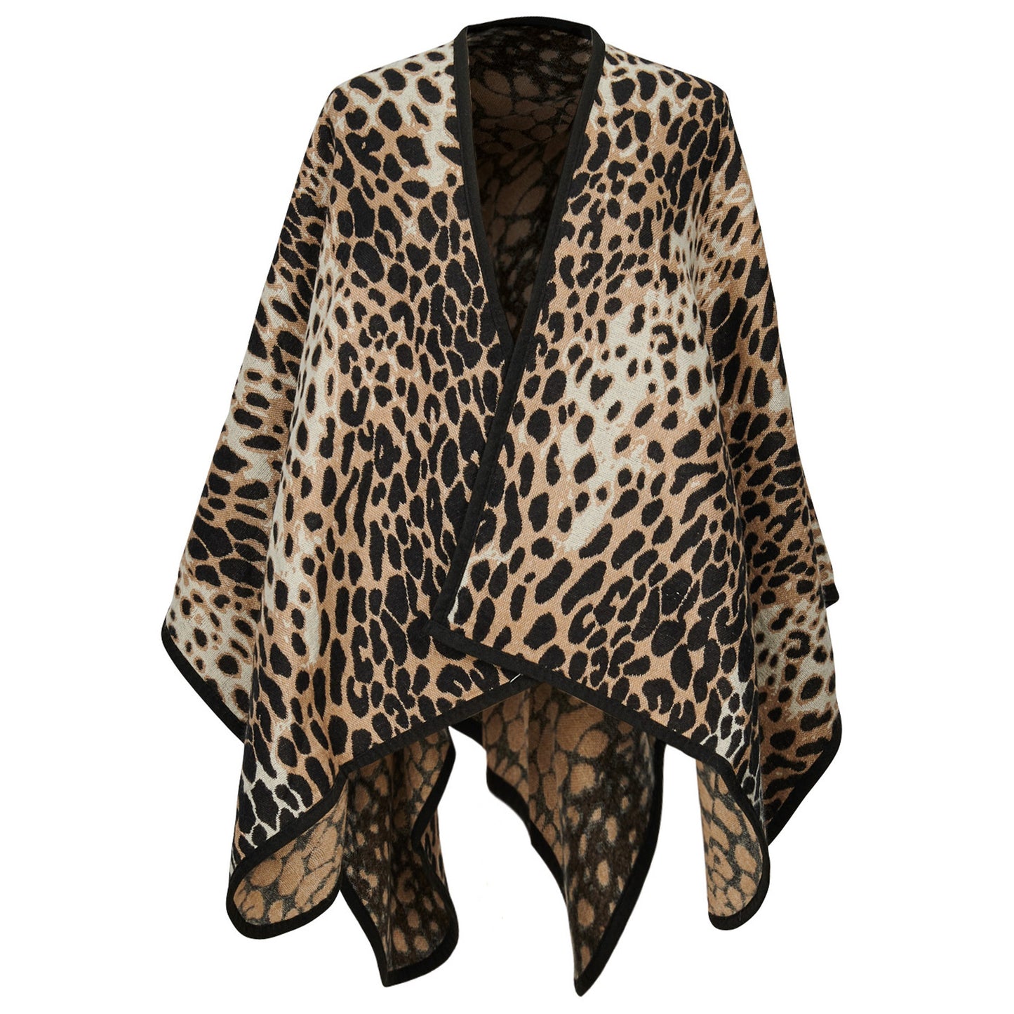 Women's Leopard Print Open Front Poncho