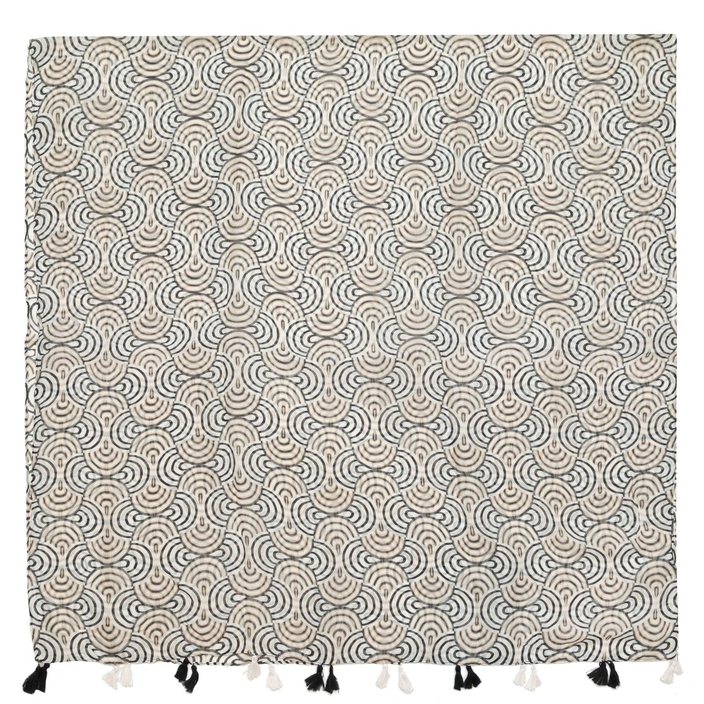 Rain or Shine - Light Weight Woven Black and White Rainbow Scarf