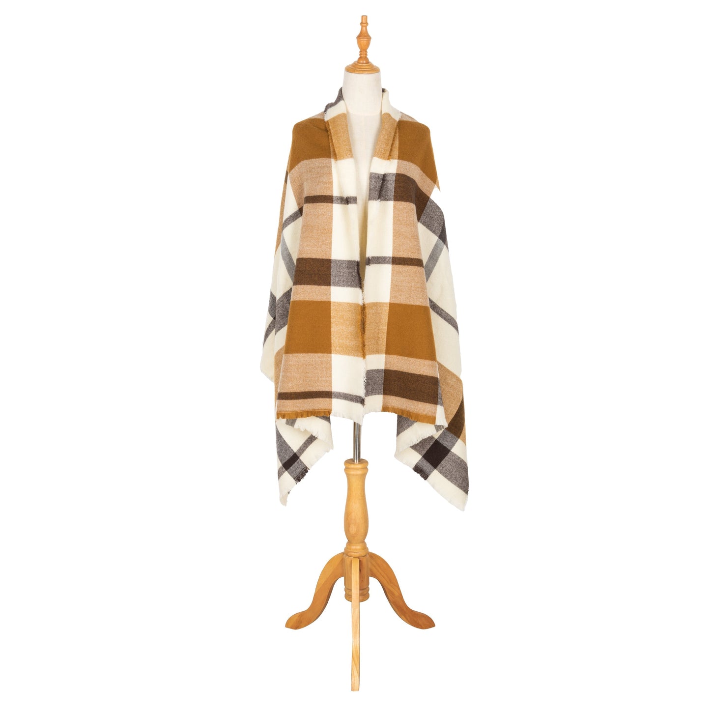 Dakota - Women's Woven Plaid Scarf W/ Raw Edges