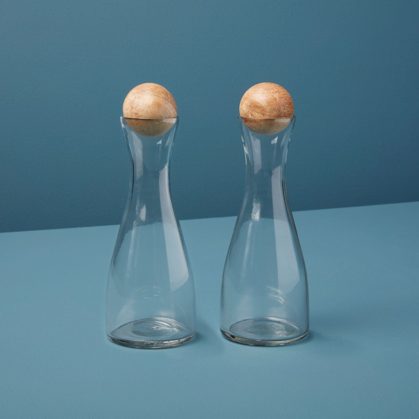 Glass & Mango Wood Cruet Set