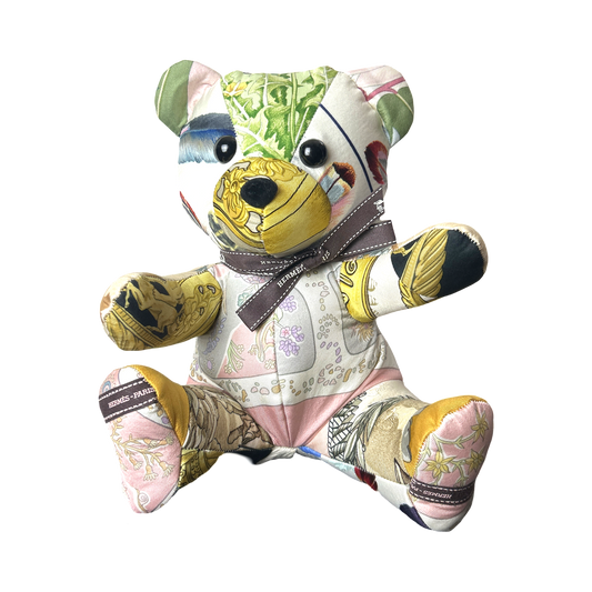 Vintage Silk Scarf Patchwork Teddy Bear