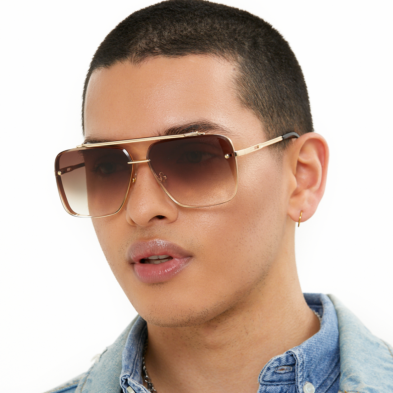 Bella - Coffee Oversized Squared Aviators