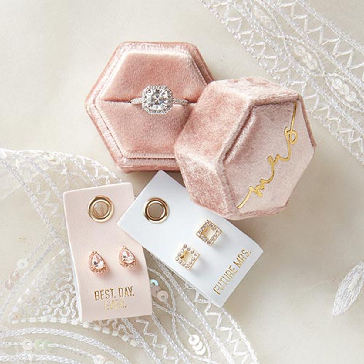 Best Day Ever Stud Love Wedding Earrings | Teardrop Bridal Jewelry