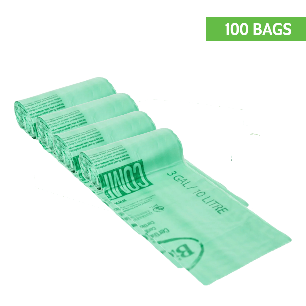 Biobag 3 Gallon Compostable Bags (4-Roll Pack, QTY:100)