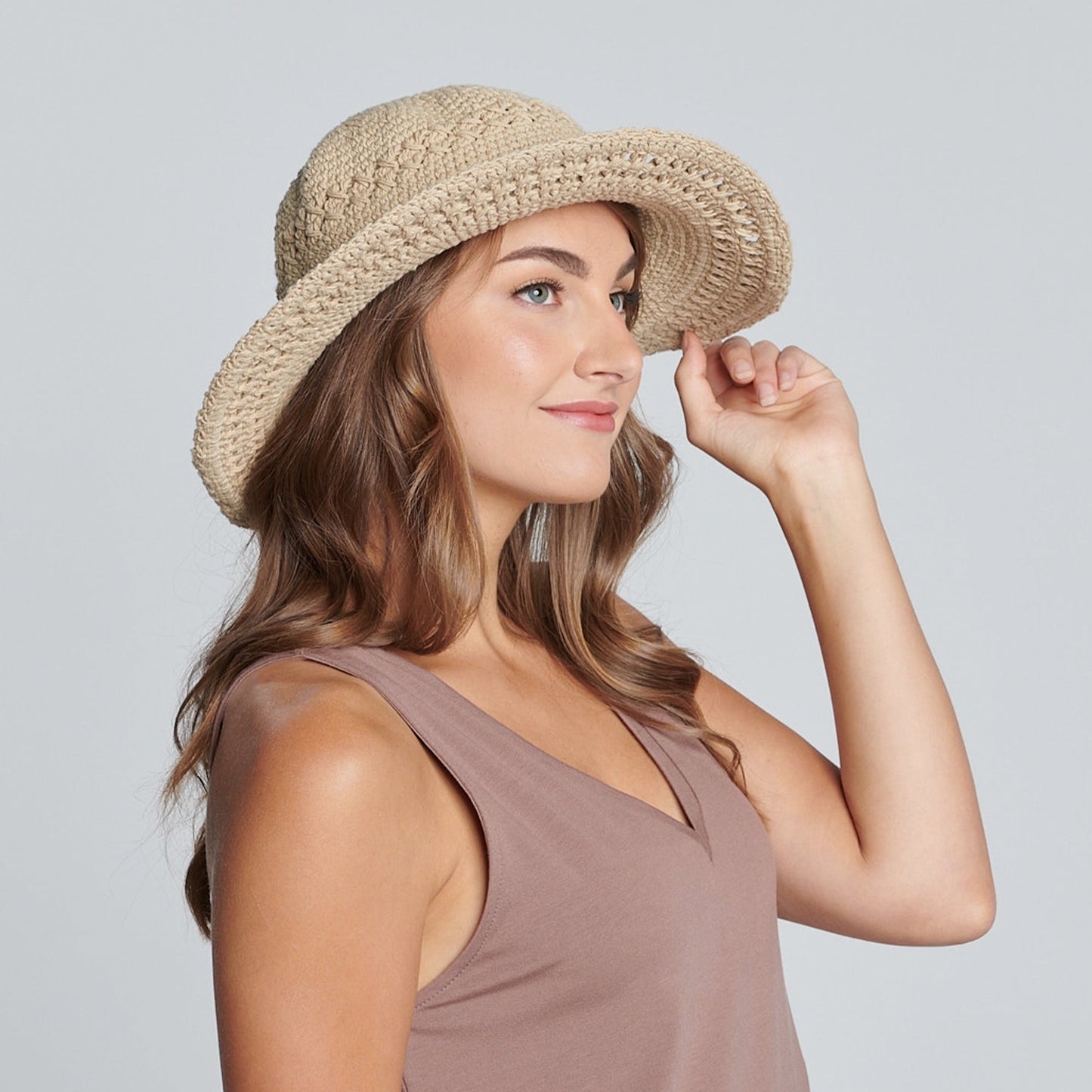 Women's Cotton Crochet Hat With A Large Brim