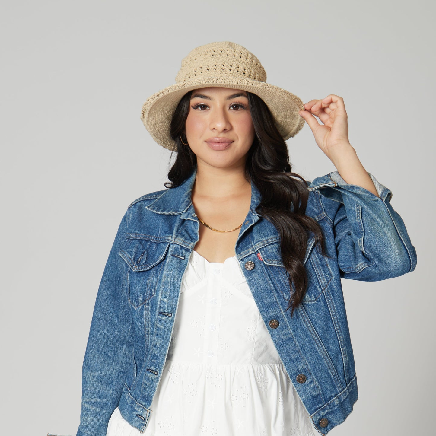 Women's Cotton Crochet Hat Medium Brim