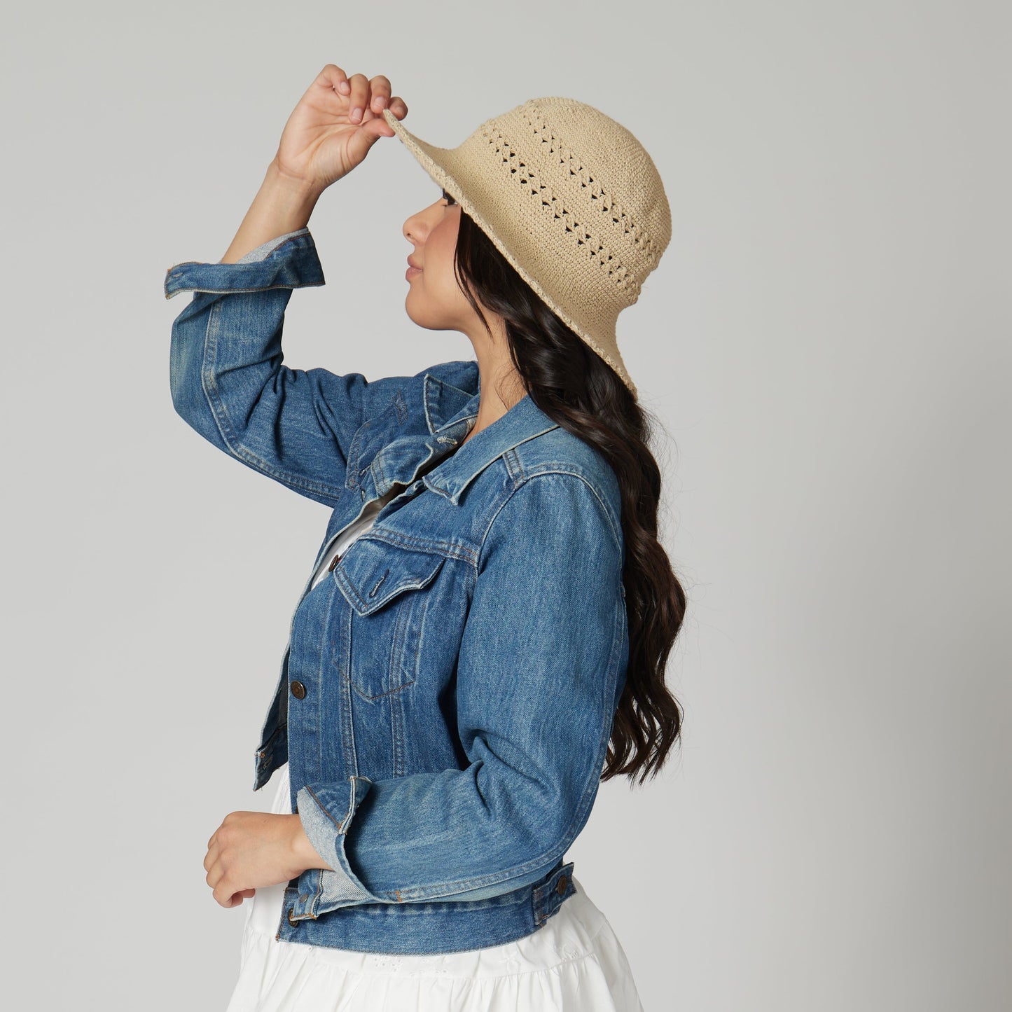 Women's Cotton Crochet Hat Medium Brim