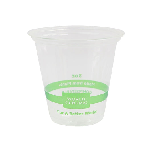 World Centric Clear Cold Cup 3oz PLA Compostable (QTY 2500), SKU CP-CS-3