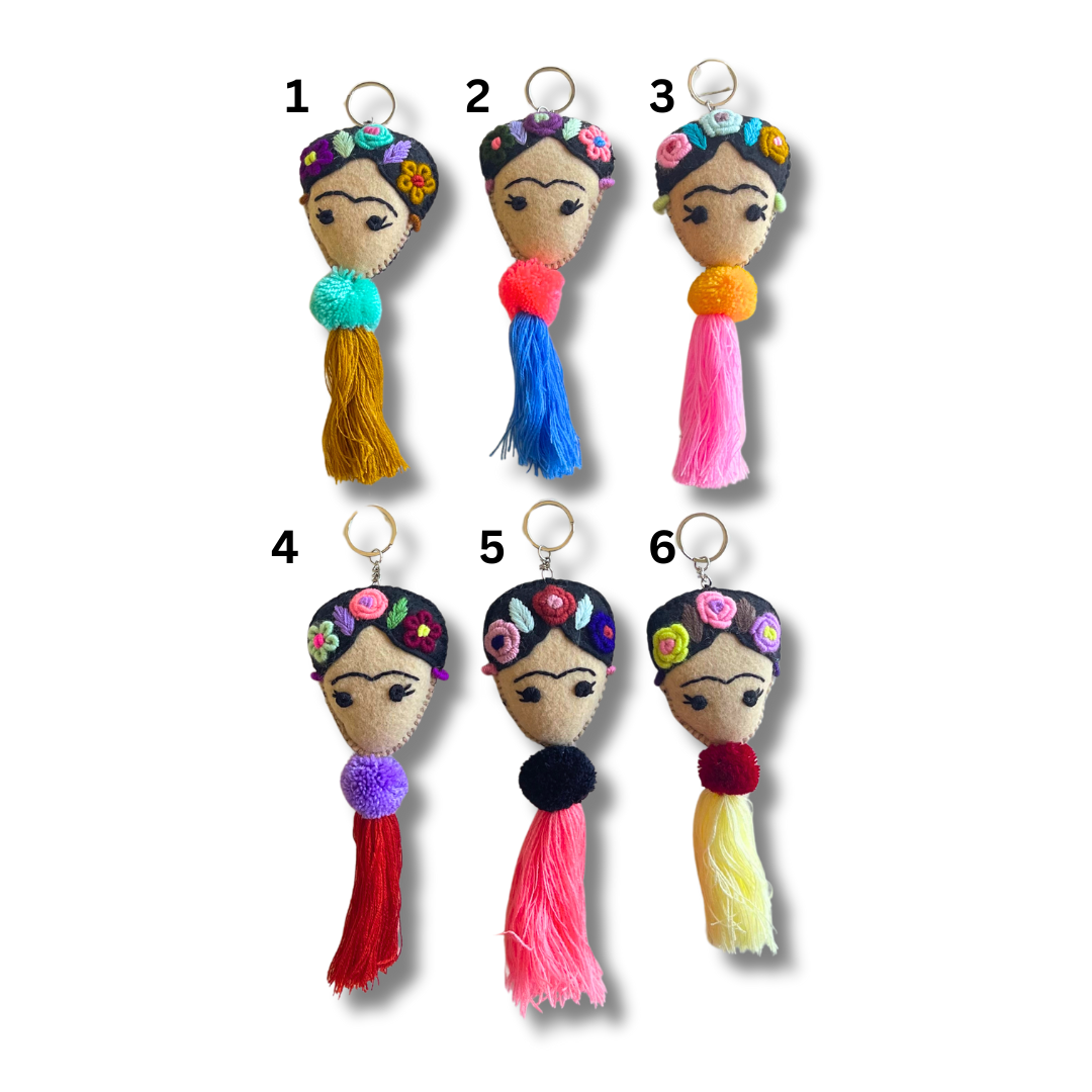 Frida Kahlo Embroidered Keychain / Zipper Pull - Mexico