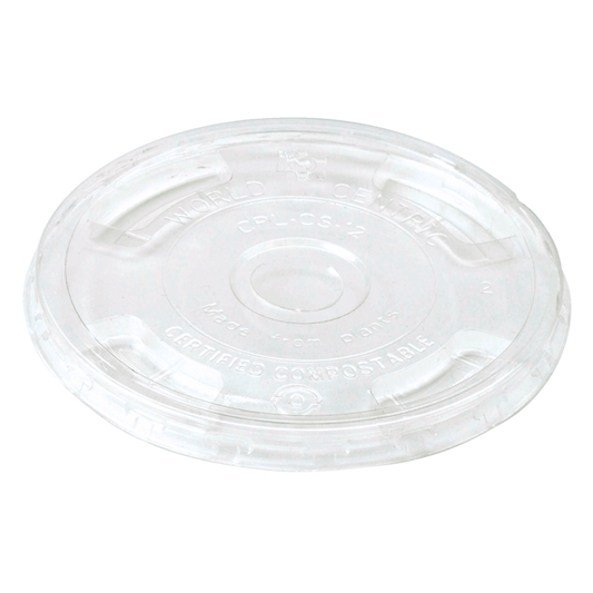 World Centric PLA Cold Cup Lid w/ Straw Hole Compostable Clear (QTY 1000), SKU CPL-CS-12
