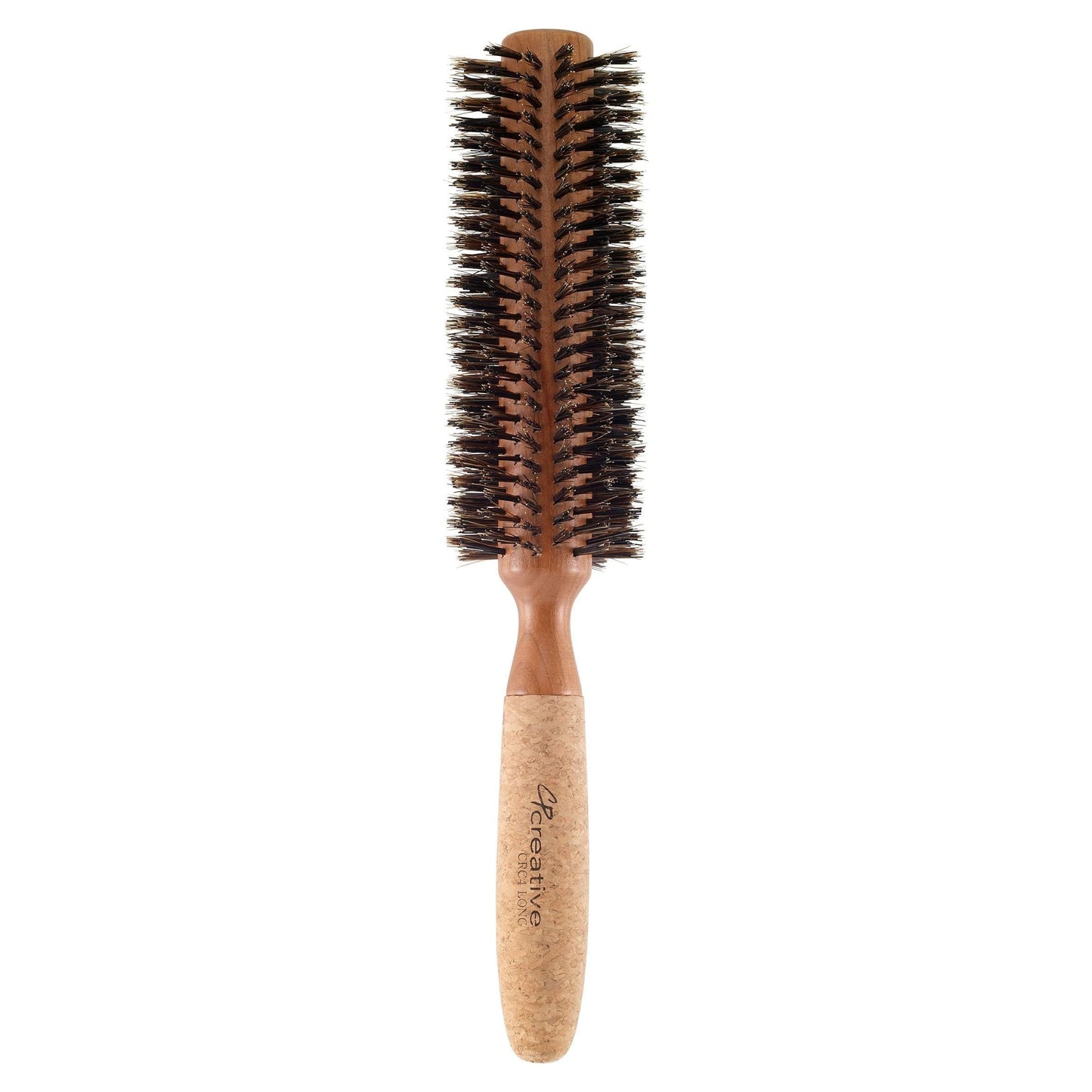 Eco-Friendly Extended 6" Long Cork Barrel Round Hair Brush