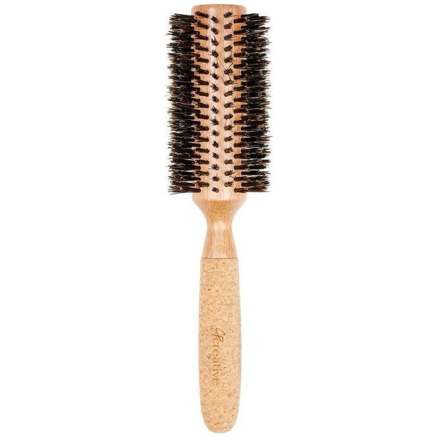Eco-Friendly Birchwood and Cork Boar Bristle Round Hair Brush