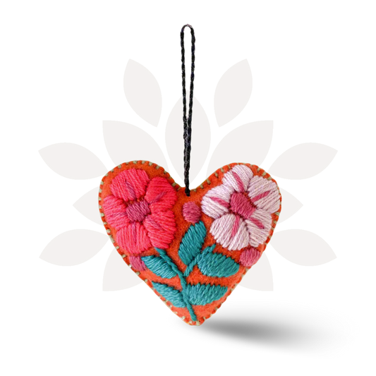 Pick Color! Corazon Heart Embroidered Handmade Valentine's Day Gift Ornament - Mexico
