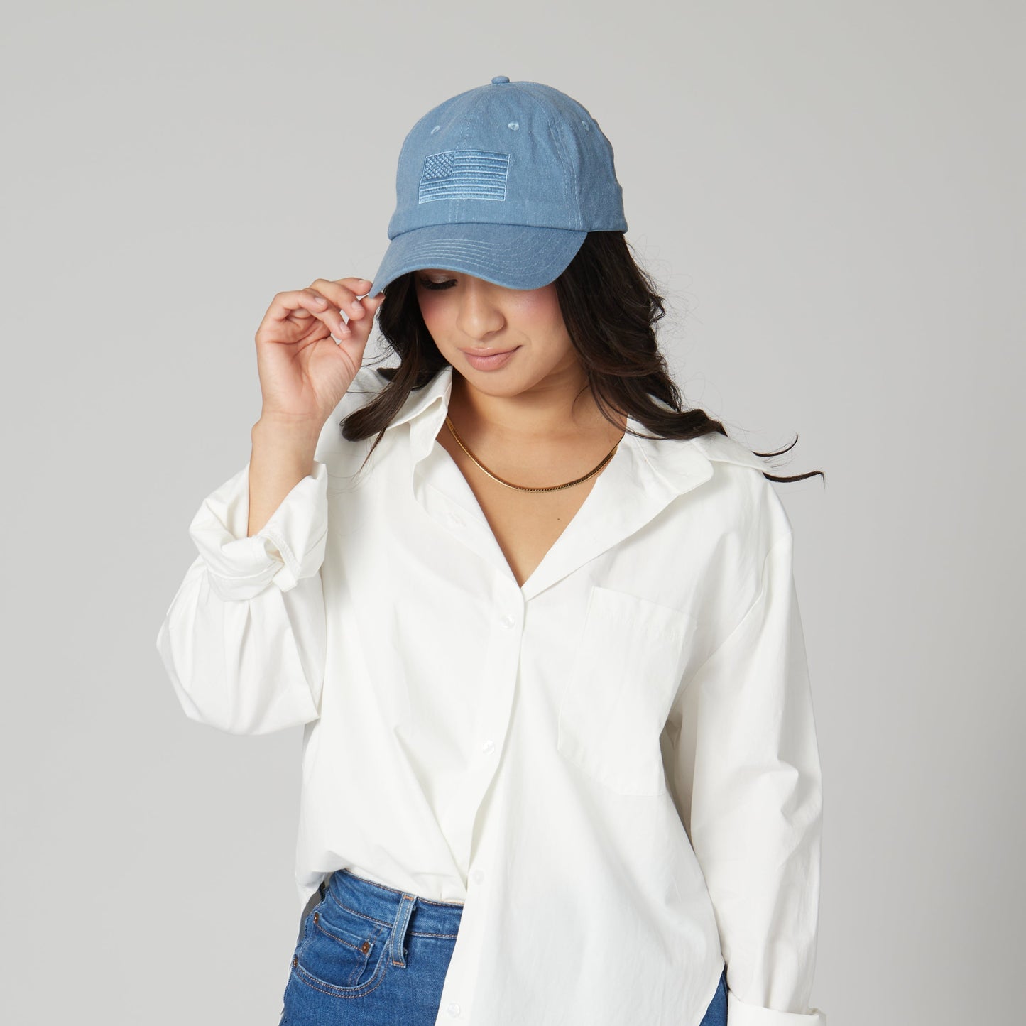 American Flag Washed Denim Cap
