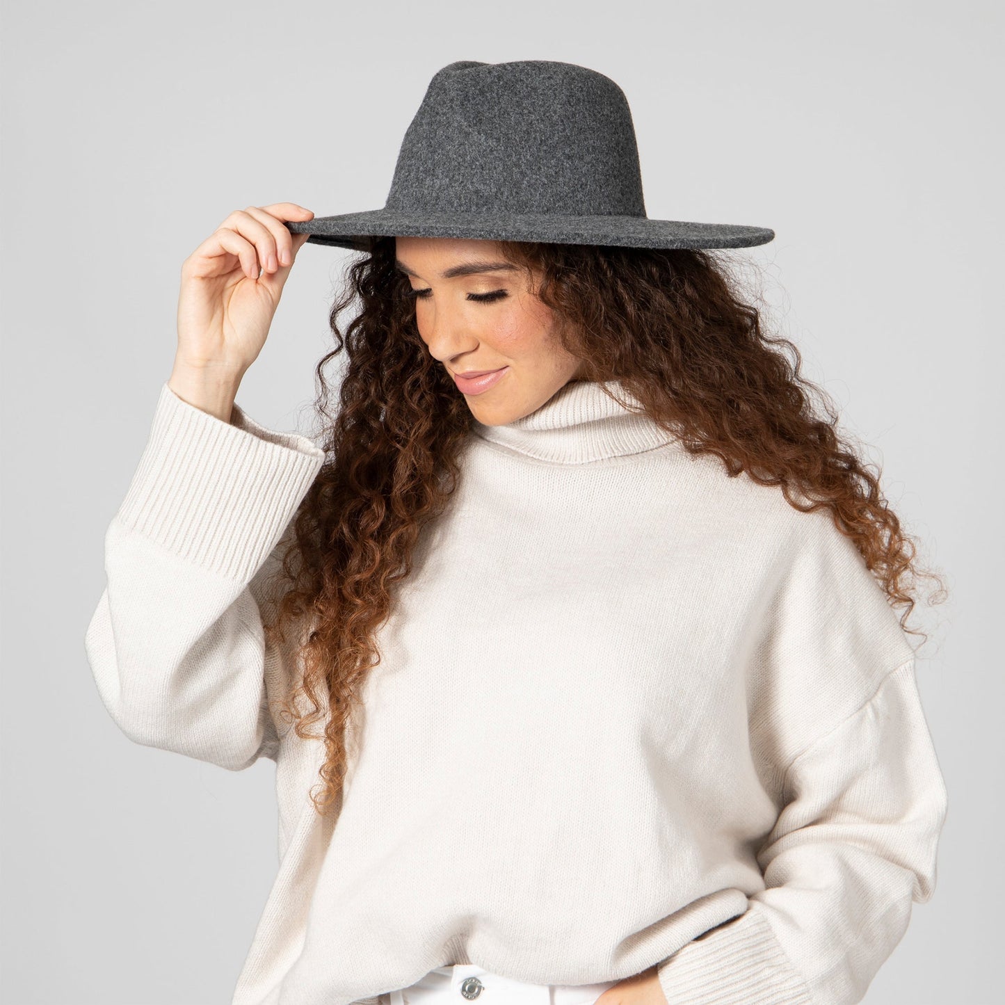Women's Faux Felt Wide Brim Fedora