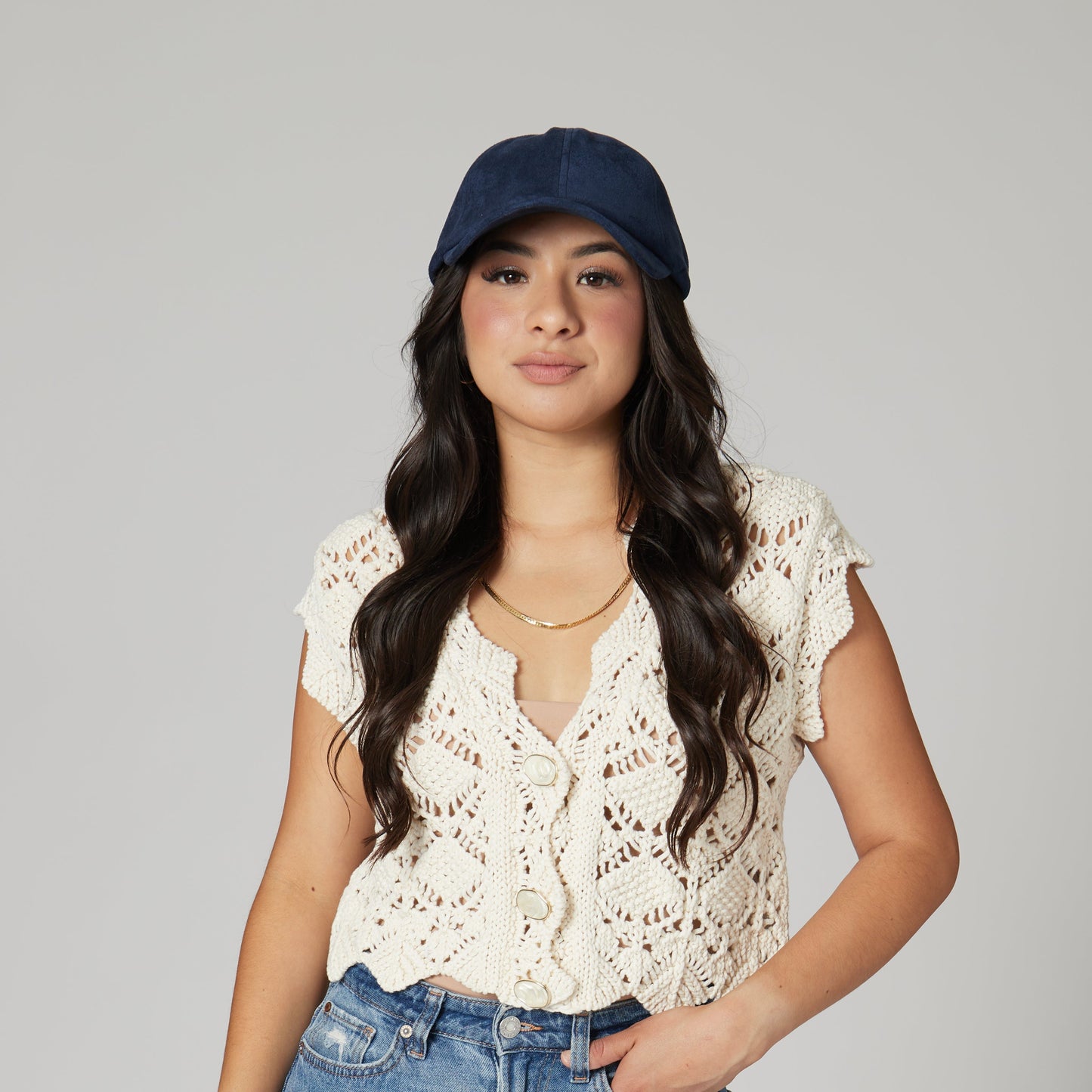 Unstructured Faux Suede Ball Cap