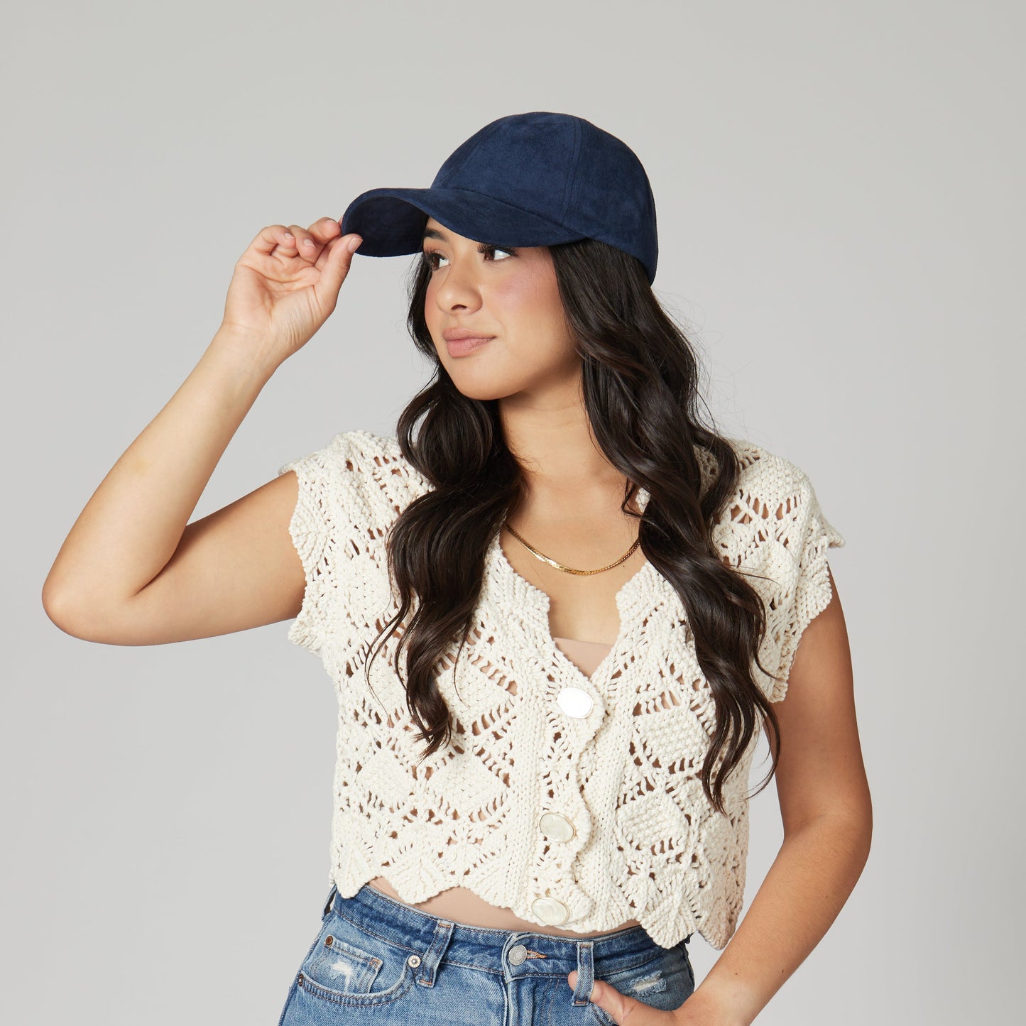 Unstructured Faux Suede Ball Cap