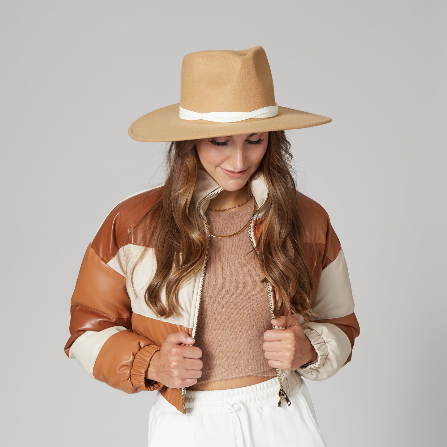 Faux Felt Wide Brim Fedora