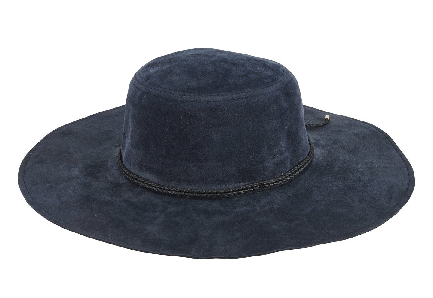 Faux suede floppy with braided faux leather band