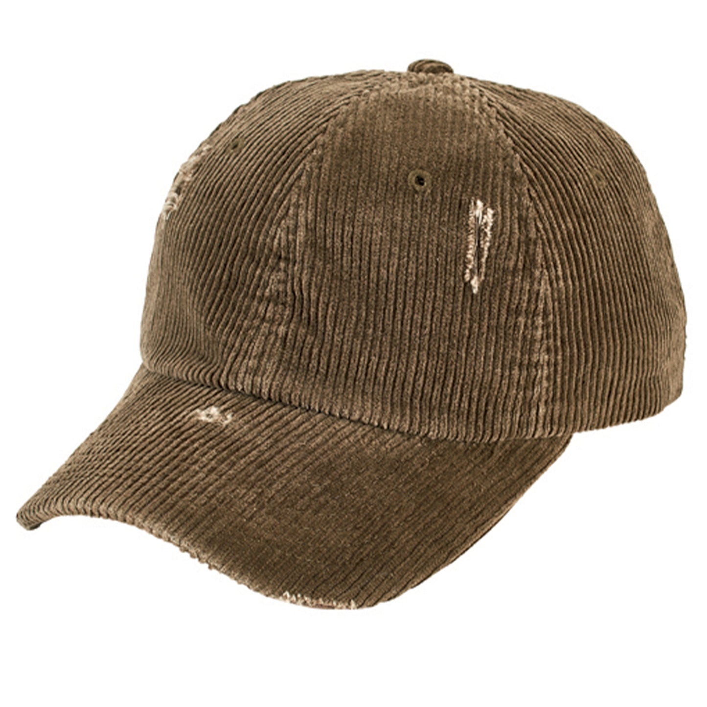 Distressed cord ball cap