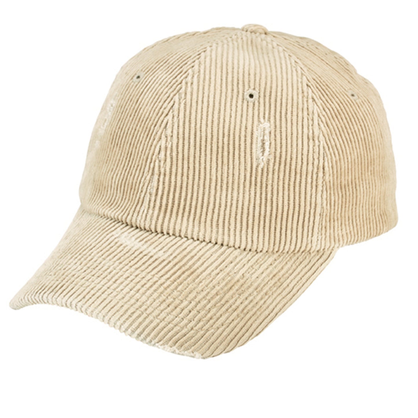 Distressed cord ball cap