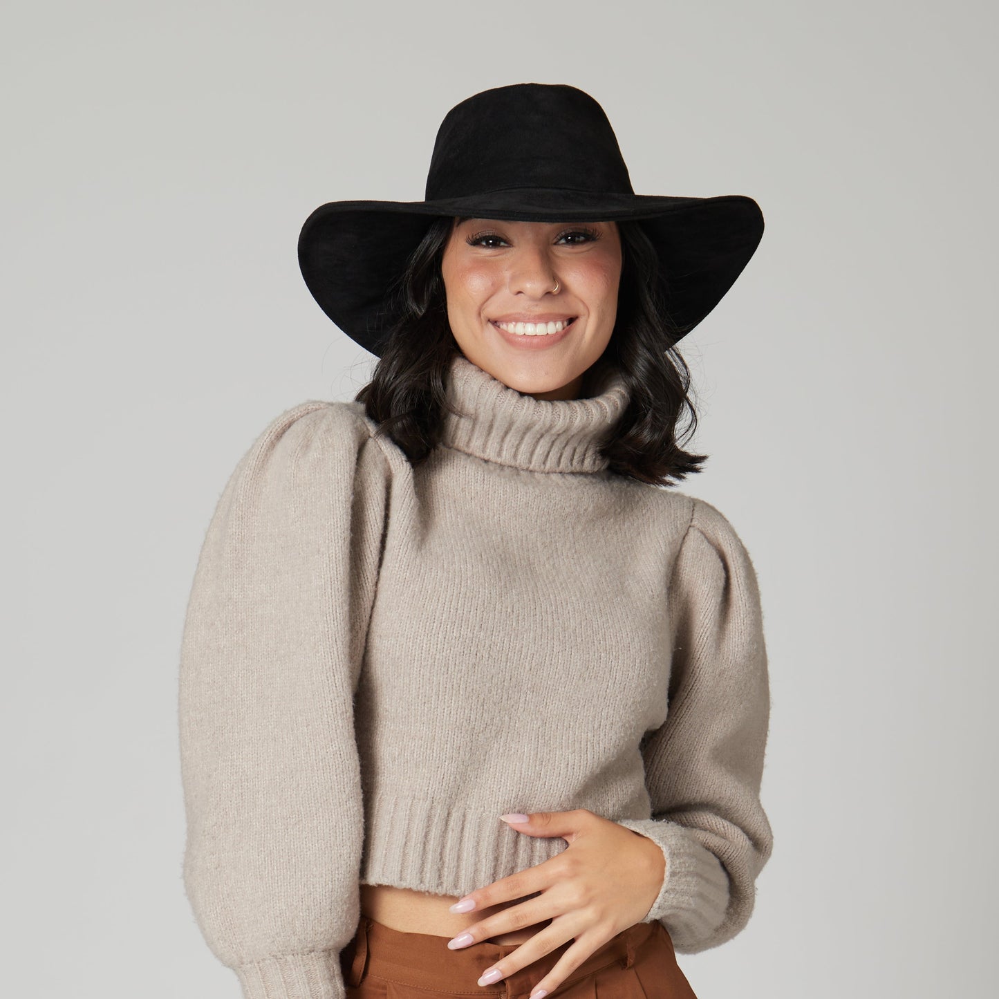 Pioneer - Cut & Sew Faux Suede Fedora