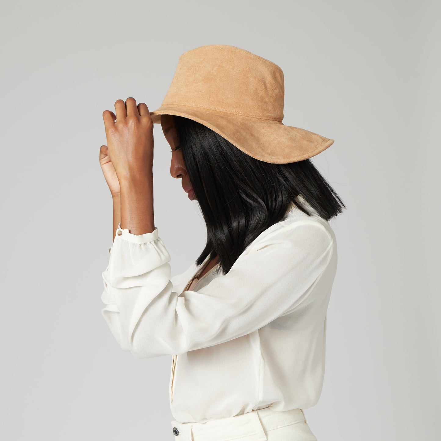 Pioneer - Cut & Sew Faux Suede Fedora