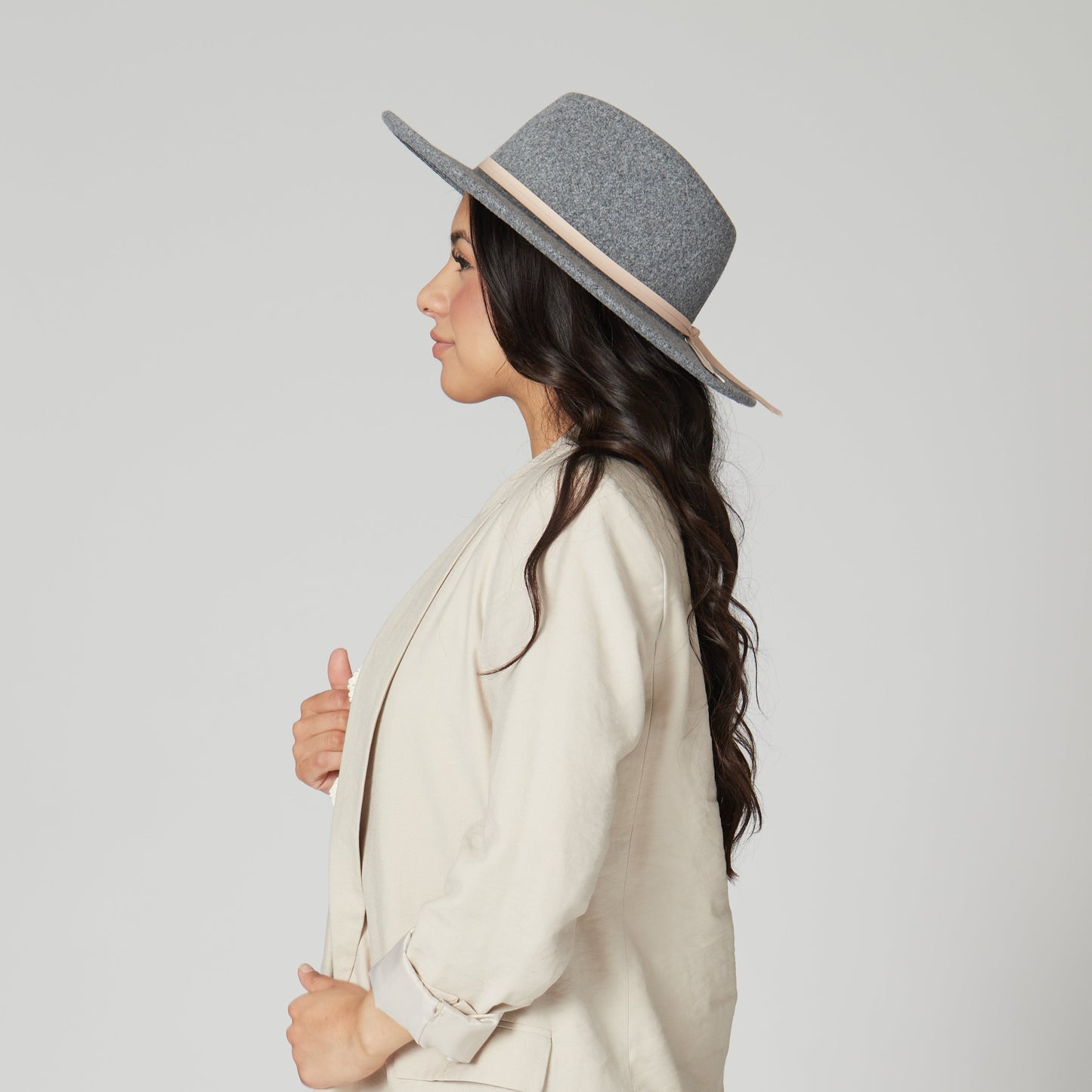 Women's Faux Felt Fedora with Leather Band