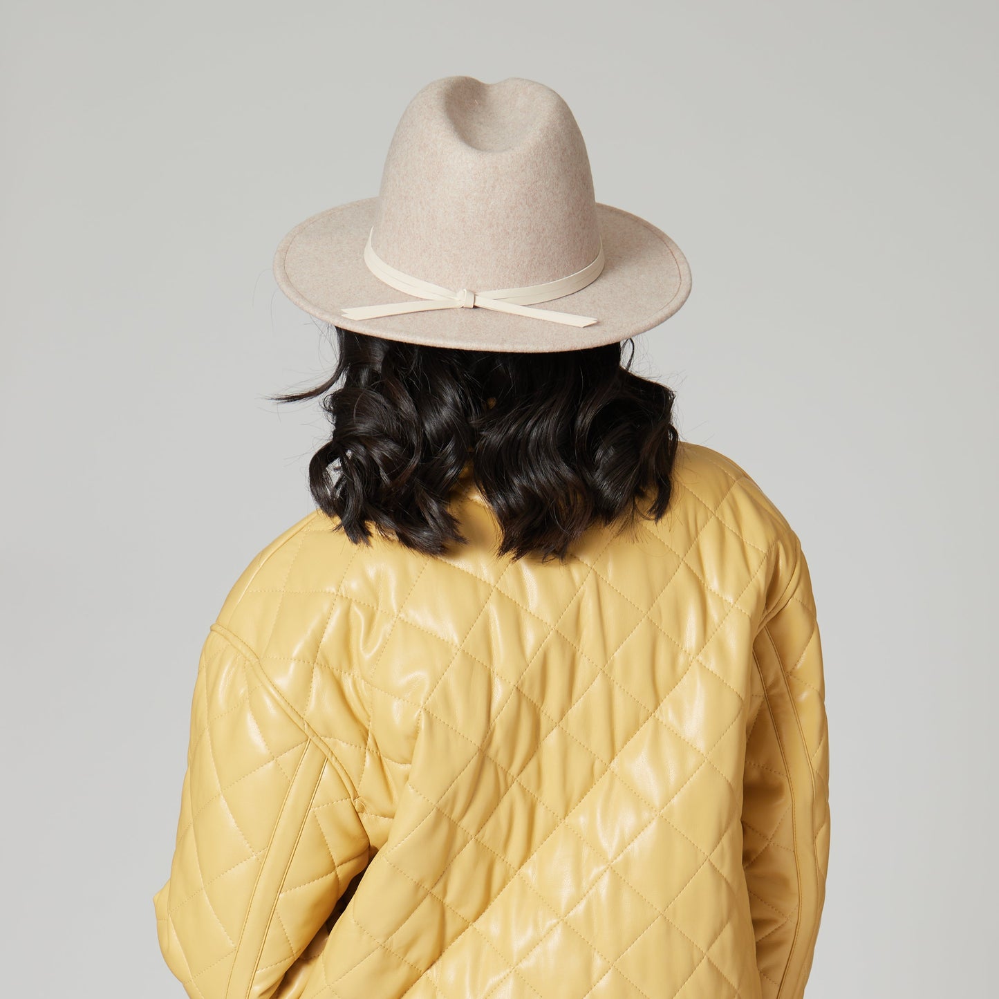 Women's Faux Felt Fedora with Leather Band