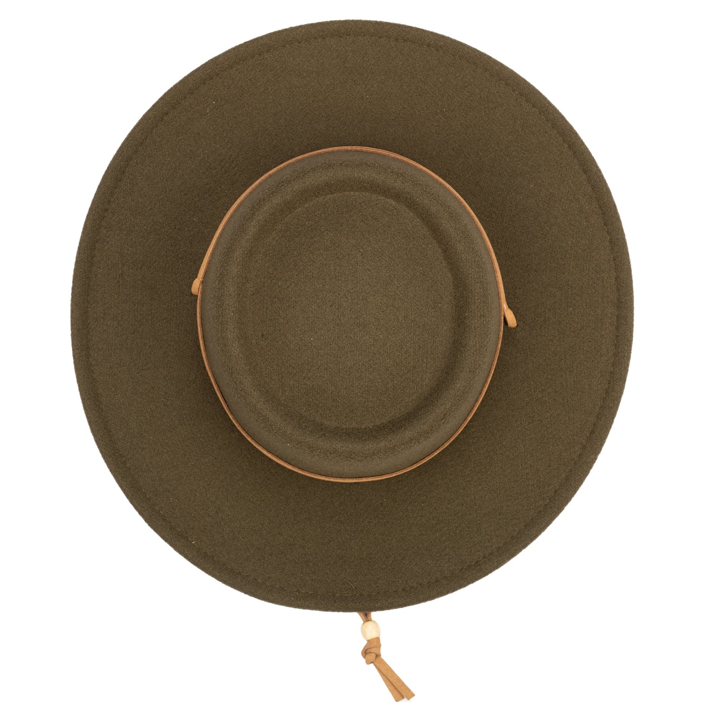 Women's Faux Felt Boater W/ Faux Leather Chin Cord