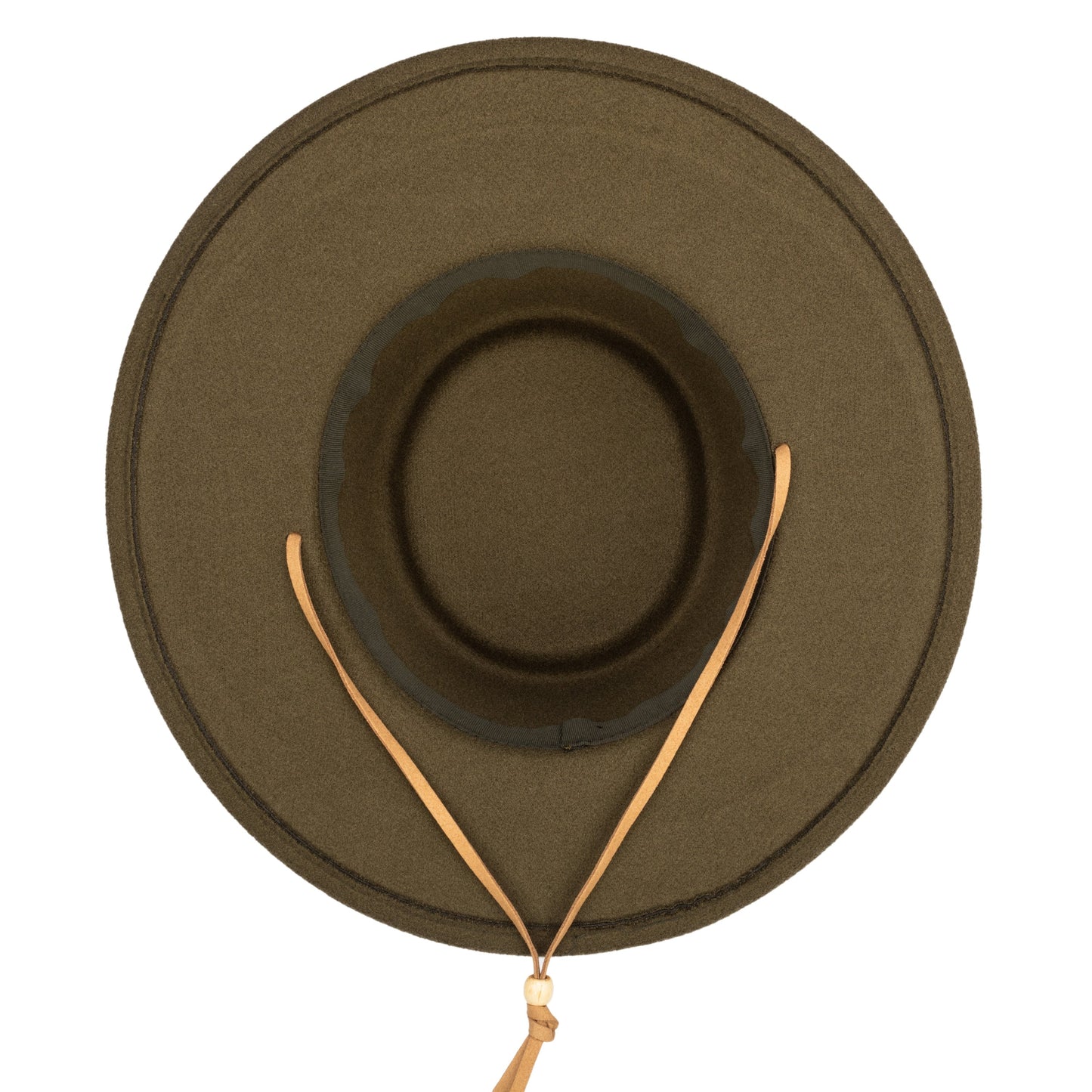 Women's Faux Felt Boater W/ Faux Leather Chin Cord