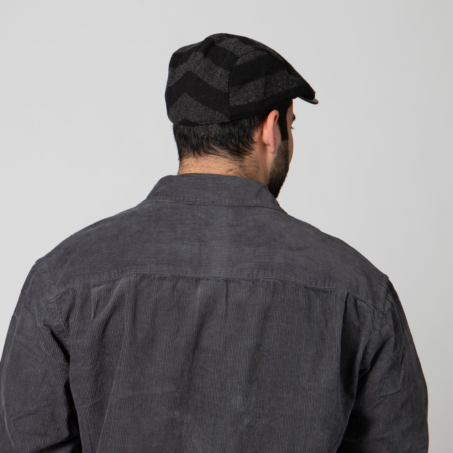 Men's Cut & Sew Striped Wool Driver w/Leather Brim