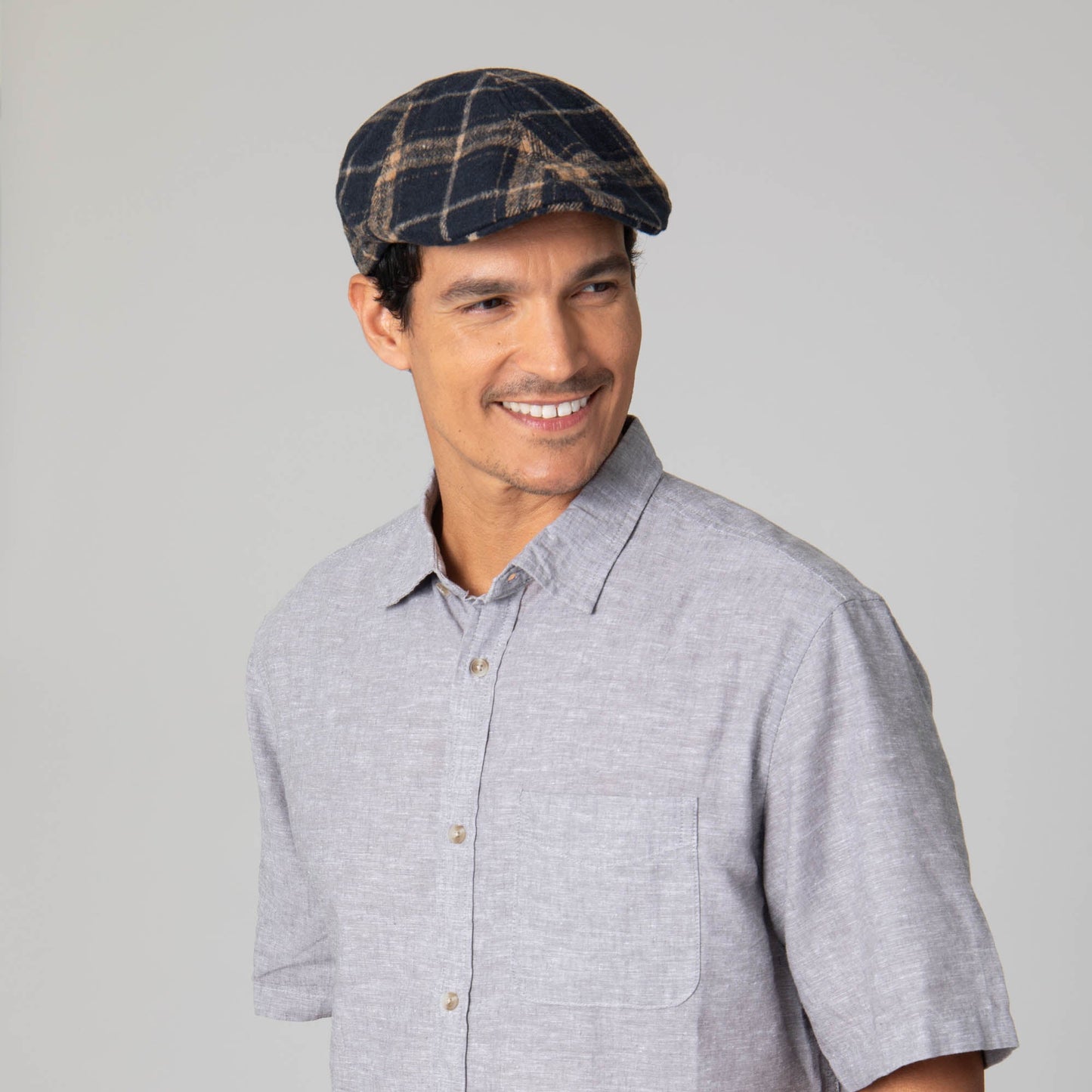 Faux Wool Plaid Driver Cap