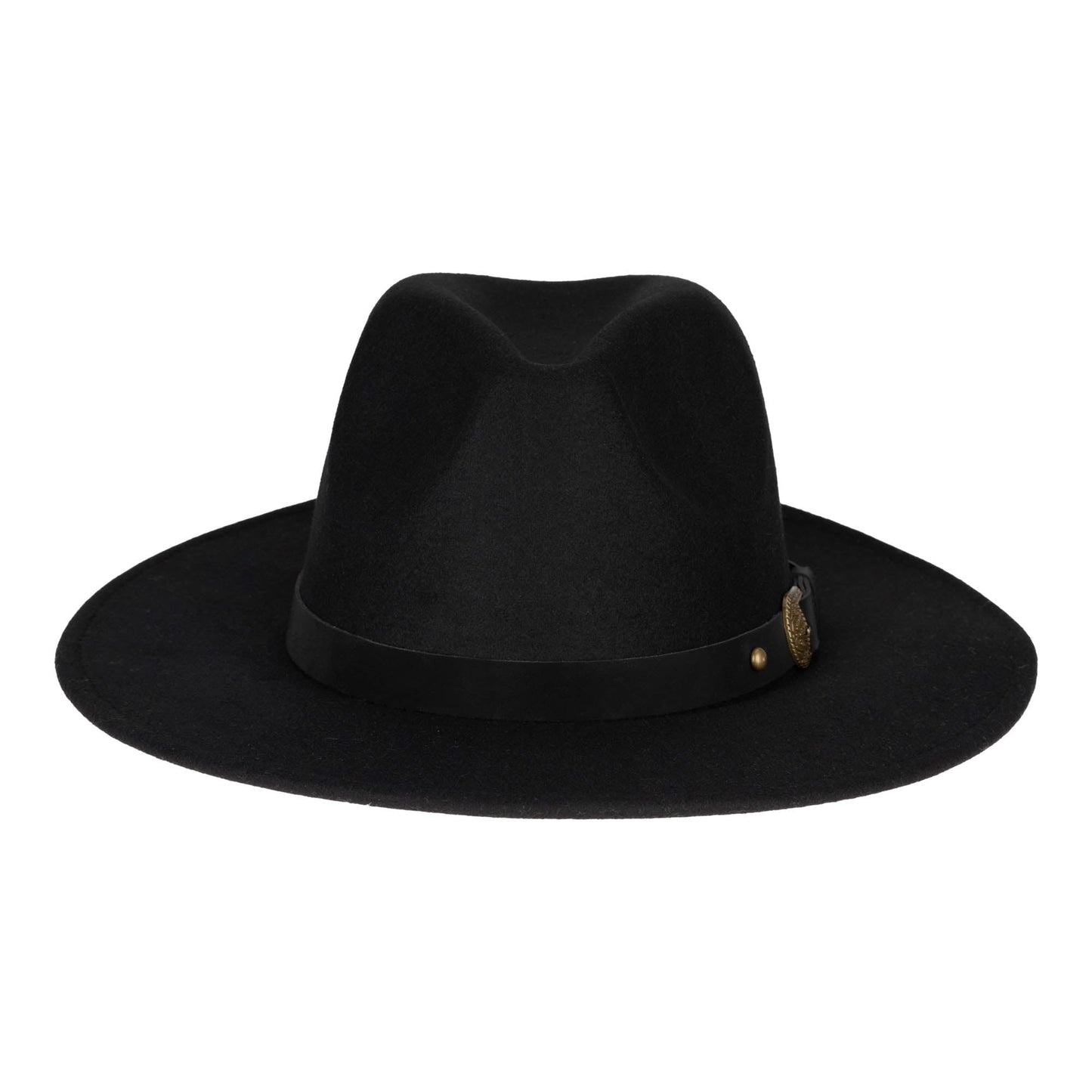Faux Felt Fedora with Faux Leather Western Buckle Band