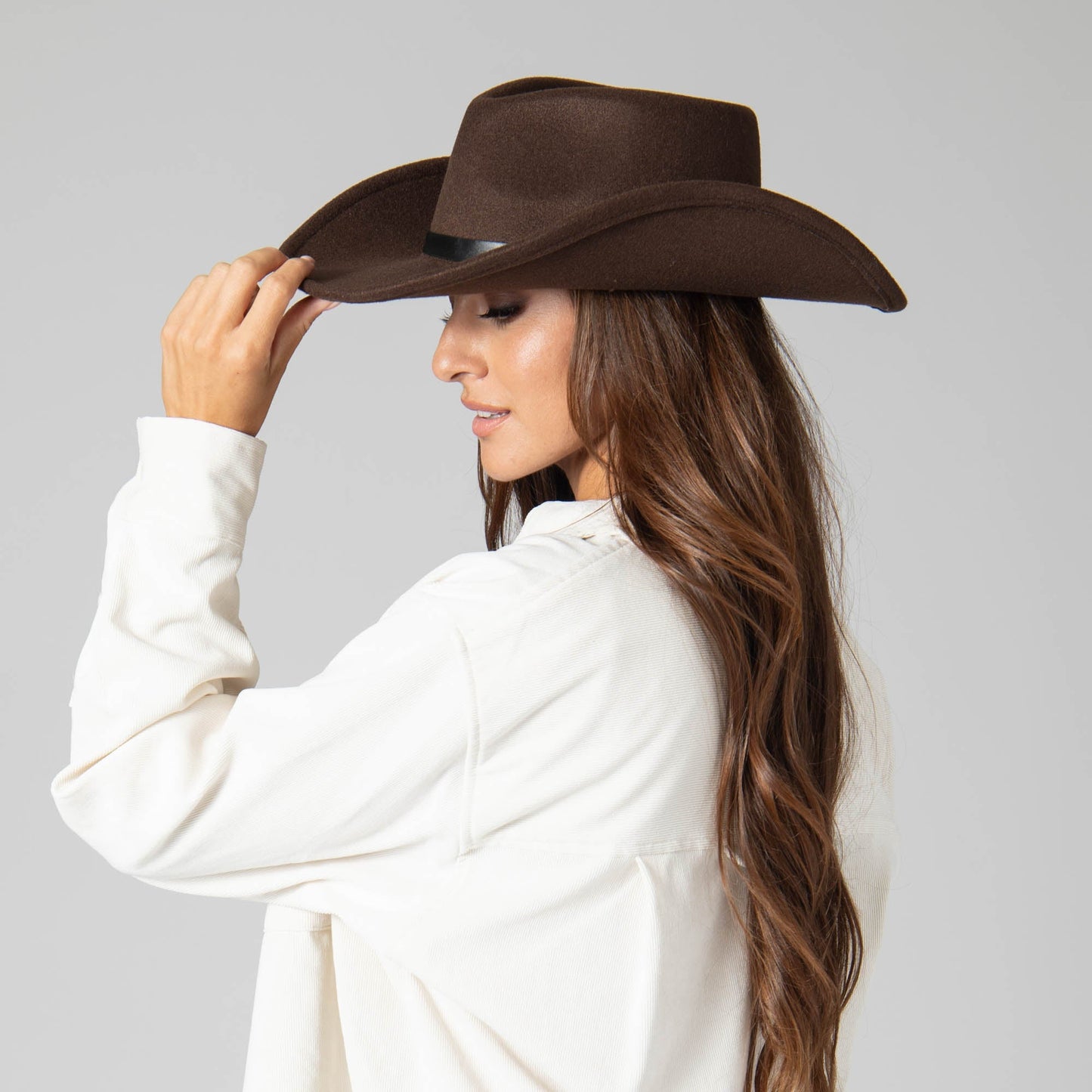 Faux Felt Pinch Crown Cowboy