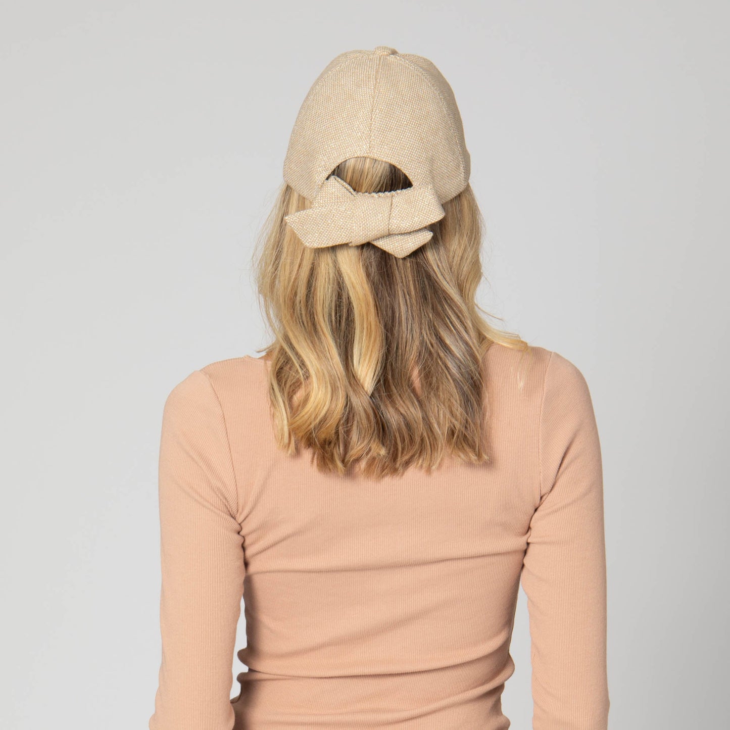 Cut & Sew Gold Shimmer Cap with Bow Tie