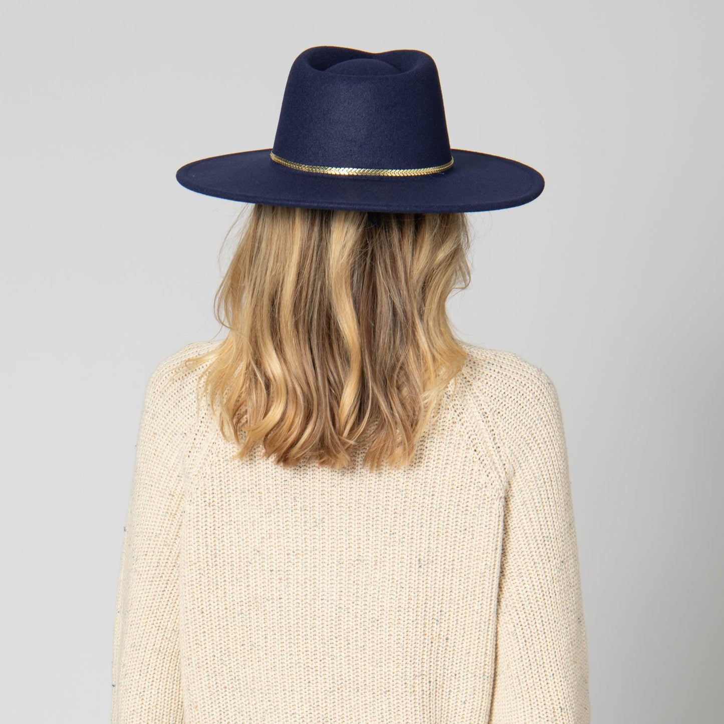 Women's Fedora with Chevron Gold Chain Trim