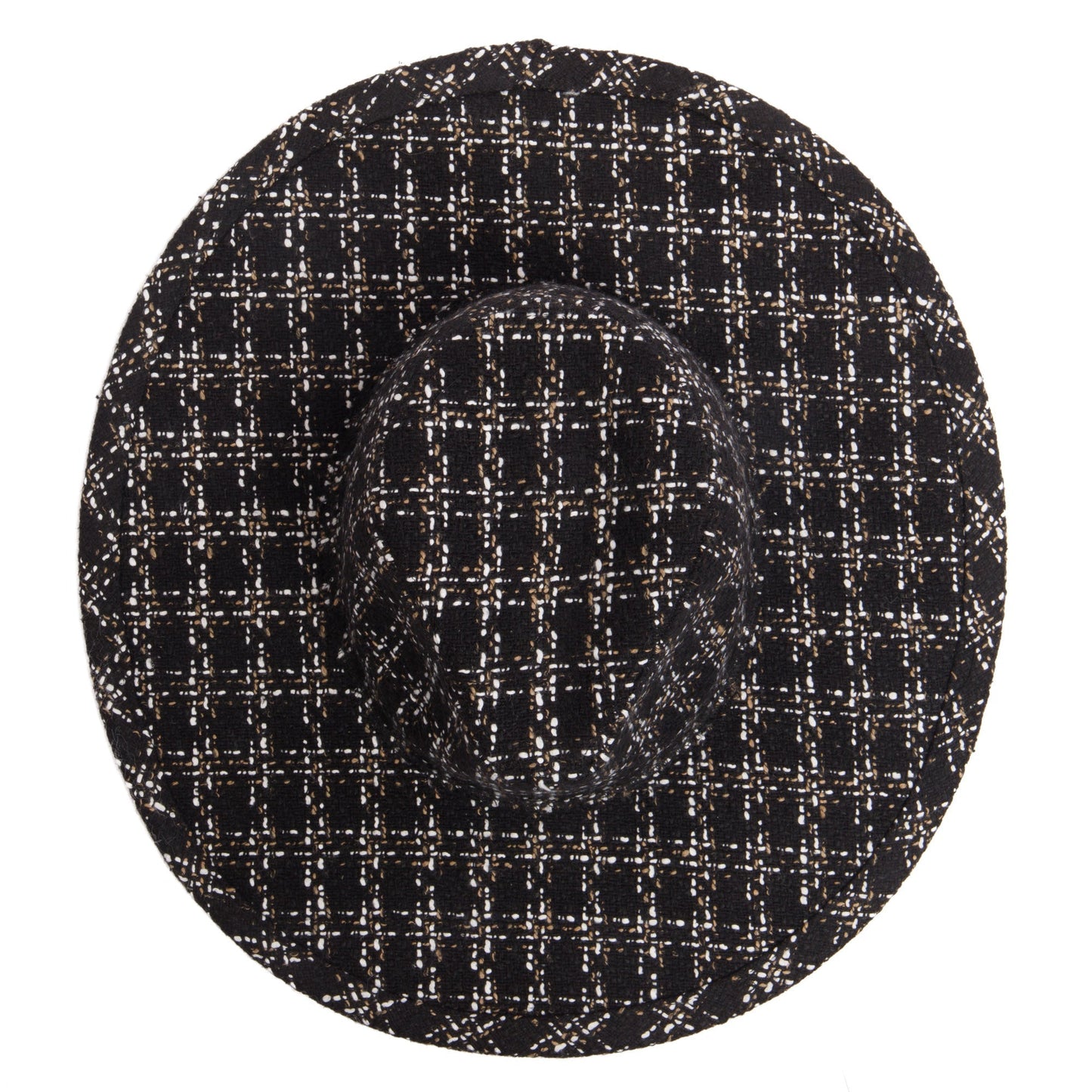 Aria - Wide Brim Fedora with Textured Mixed Tweed Fabric